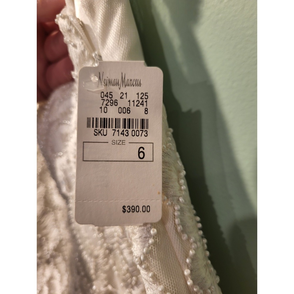 New Sue Wong Nocturne Ivory White Floral Beaded Backless Cap Sleeve Dress Sz 8 - Picture 10 of 11
